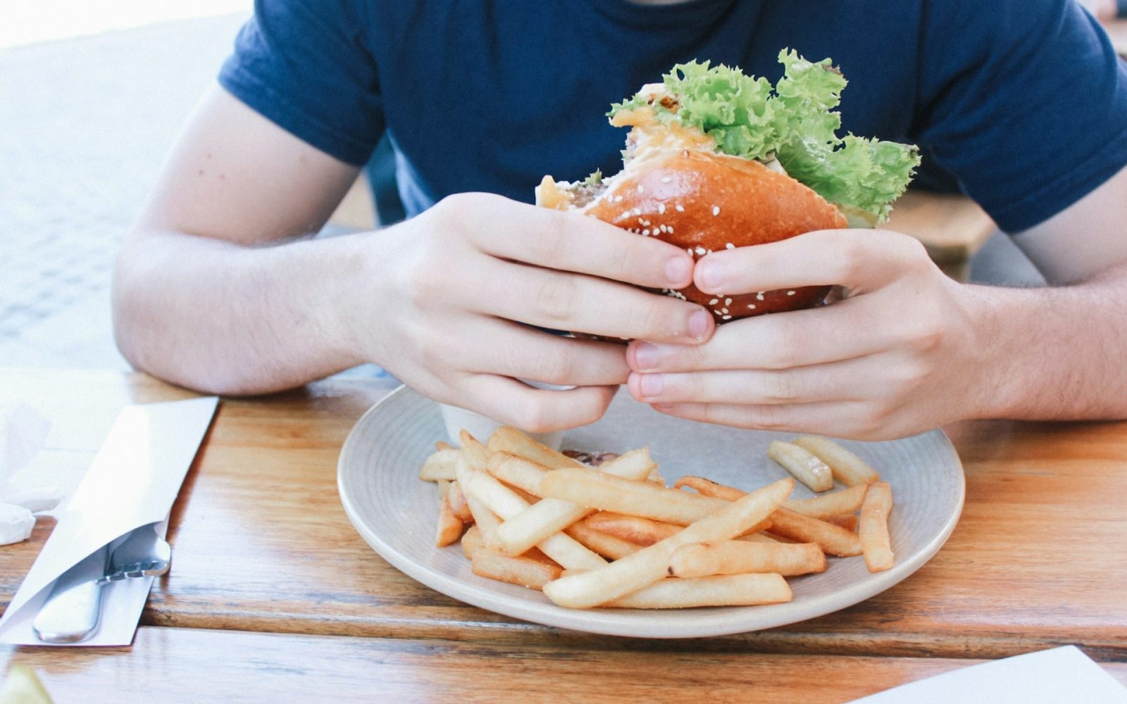 man eating